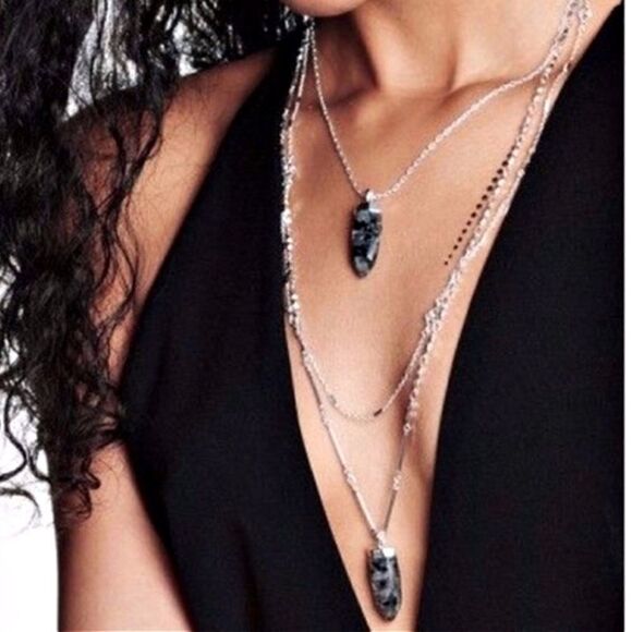 stella & dot aria black stone necklace - Picture 1 of 9